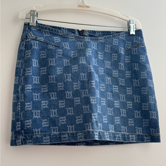 Dresses & Skirts - Denim Mini Skirt with Monogram Pattern